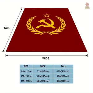 Plaid rouge orné d'épis et emblèmes communistes