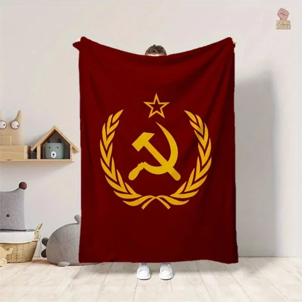 Plaid décoratif rouge avec symboles du communisme classique