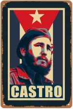Plaque métal Fidel Castro vintage Pop Art Cuba