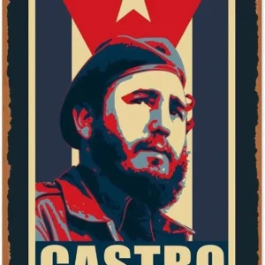 Plaque métal Fidel Castro vintage Pop Art Cuba