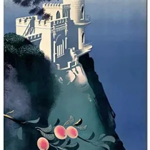 Plaque métal vintage Krim Crimée Château Hirondelle
