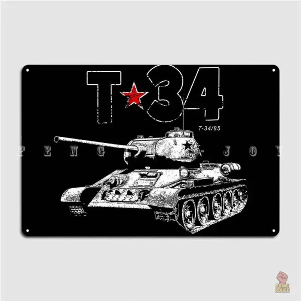 Art mural vintage T34 char soviétique en métal