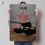 Plaque métal T34 char soviétique révolution d'Octobre