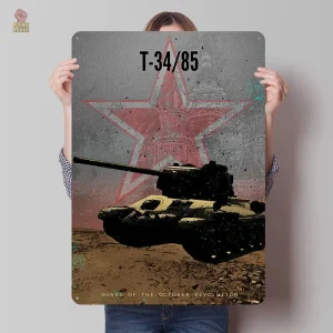 Plaque métal T34 char soviétique révolution d'Octobre