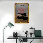 Char soviétique T34 en plaque métal décorative