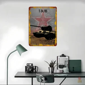 Char soviétique T34 en plaque métal décorative
