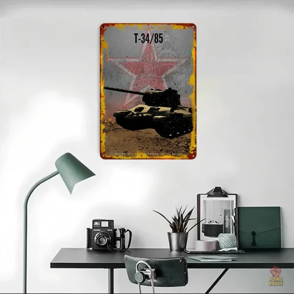 Char soviétique T34 en plaque métal décorative