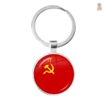 Porte-clés CCCP insigne punk rock faucille marteau argent - vue 4