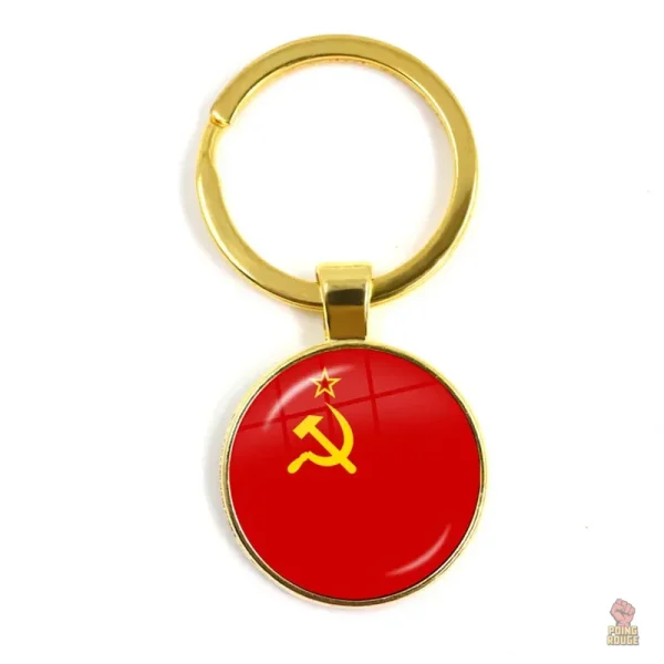 Porte-clés CCCP insigne punk rock faucille marteau argent - vue 5
