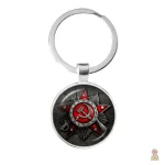 Porte-clés CCCP insigne punk rock faucille marteau argent - vue 10