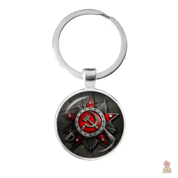 Porte-clés CCCP insigne punk rock faucille marteau argent - vue 10