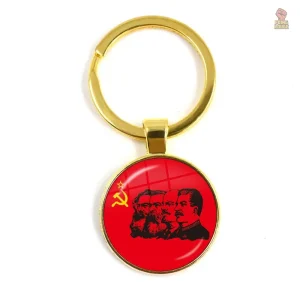 Porte-clés Marx Engels Lénine Staline drapeau rouge