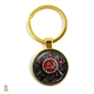 Porte-clés médaille militaire URSS étoile rouge métal sombre