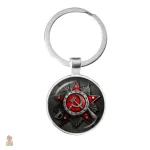 Porte-clés médaille militaire URSS étoile rouge métal sombre - vue 12