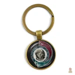 Porte-clés vintage avec emblème communiste en bronze