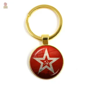 Porte-clés vintage URSS avec étoile blanche et faucille
