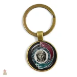 Détails du porte-clés faucille et marteau en or