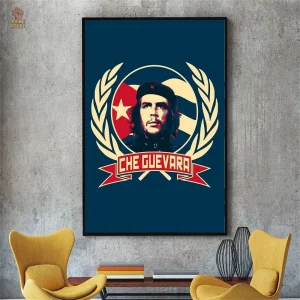 Poster Che Guevara en bleu et rouge, emblématique et stylisé