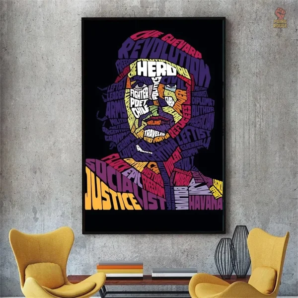 Poster artistique Che Guevara avec design coloré et typographie