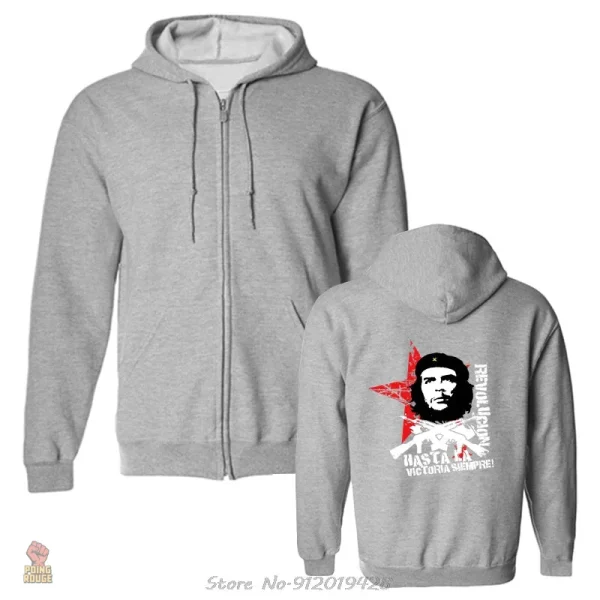 Hoodie zip Che Guevara, style décontracté unisexe