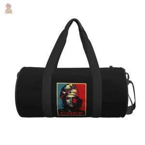 Sac cylindrique sport Che Guevara bleu rouge en portrait