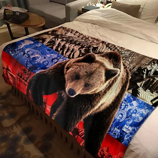 Design unique avec ours et monuments russes sur serviette communiste