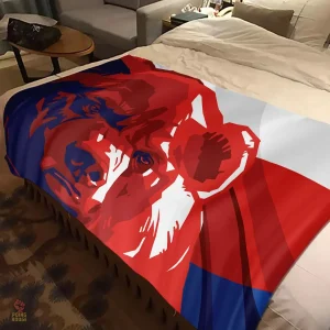 Serviette rouge avec motif ours, symbole communiste