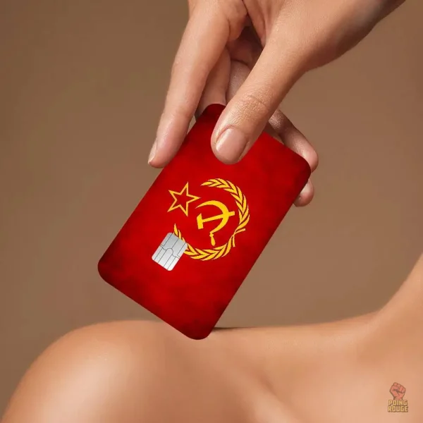 Adhésif brillant CCCP sur fond rouge