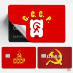 Stickers CCCP, fond rouge et finition chrome