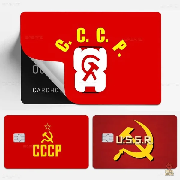 Stickers CCCP, fond rouge et finition chrome