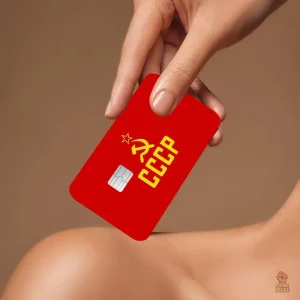 Sticker carte bancaire CCCP rouge faucille marteau
