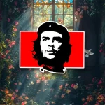 Sticker Che Guevara avec citation "Hasta la Victoria" en vinyle
