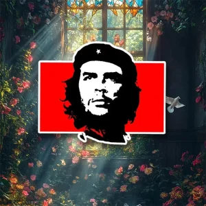 Sticker Che Guevara avec citation "Hasta la Victoria" en vinyle