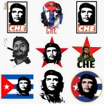 Autocollant Che Guevara avec étoile rouge sur fond noir