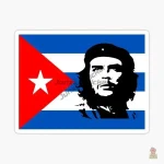 Che Guevara sticker, design emblématique sur fond noir