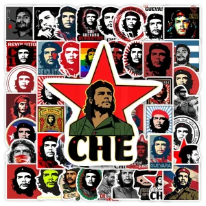 Sticker Che Guevara vinyle fond rouge