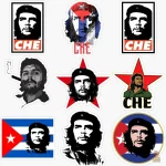 Sticker Che Guevara portrait sur fond rouge