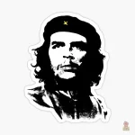 Autocollant Che Guevara sur fond vif