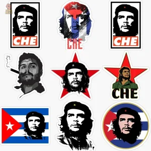Autocollant Che Guevara rouge sur fond noir