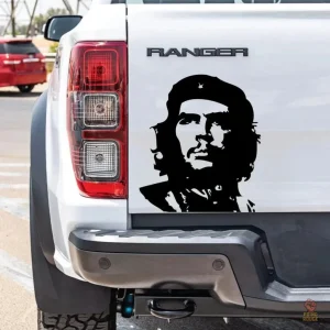 Autocollant Che Guevara sur fond noir, design marquant