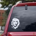 Sticker Che Guevara portrait vinyle sur fond rouge