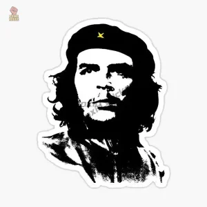 Sticker Cuba Che Guevara en vinyle fond rouge vert