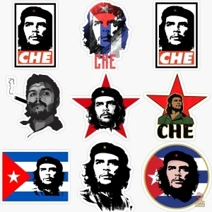 Autocollant Che Guevara avec drapeau cubain en vinyle