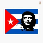 Autocollant Che Guevara, drapeau cubain, style rétro
