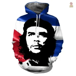 Sweat à capuche bleu 3D au style communiste