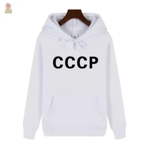 Sweat à capuche blanc CCCP minimaliste