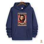 Sweat à capuche bleu marine de style communiste