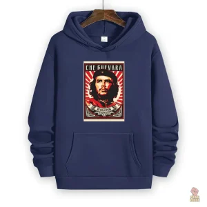Sweat à capuche bleu marine de style communiste