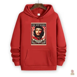 Sweat à capuche rouge style communiste