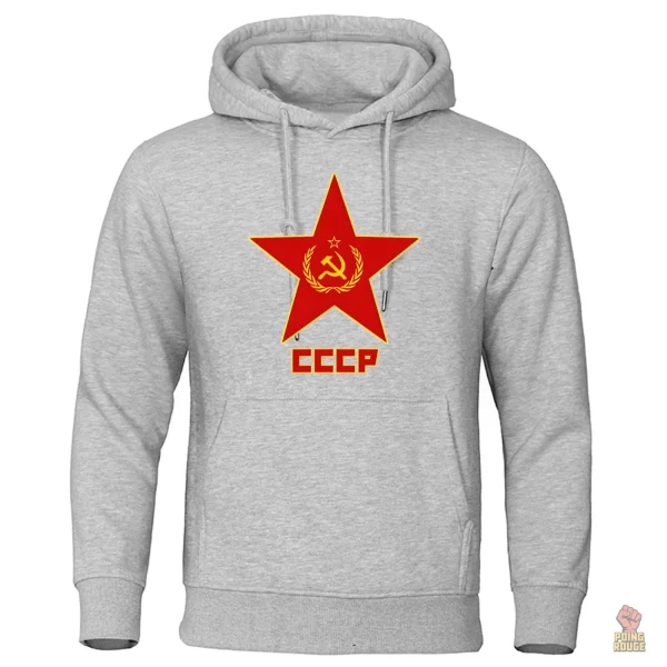 Pull à capuche anthracite style communiste